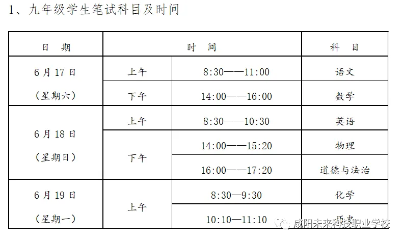 【中考】2023年咸陽(yáng)市中考考點(diǎn)及時(shí)間提醒！