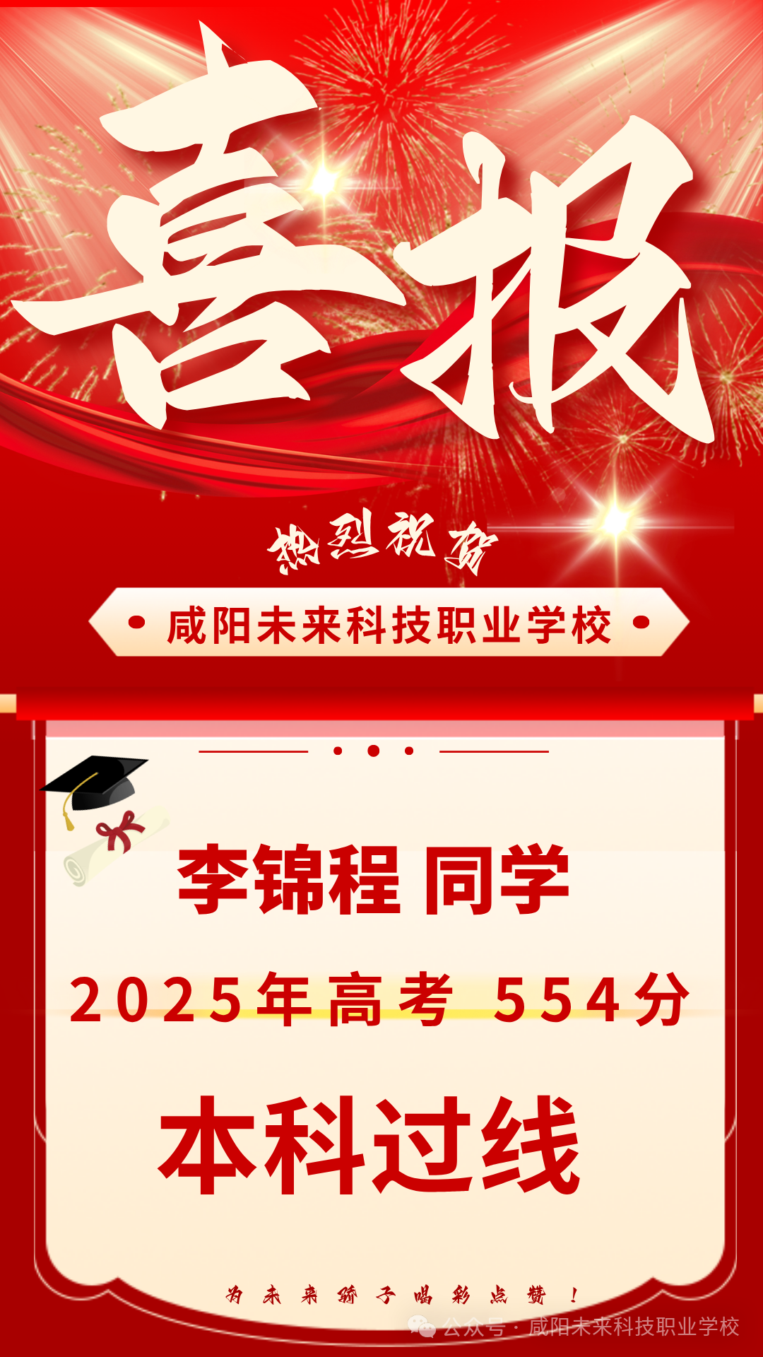 盛夏傳捷報(bào)，砥礪向未來(lái)——熱烈祝賀咸陽(yáng)未來(lái)科技職業(yè)學(xué)校在2025年高考中取得優(yōu)異成績(jī)！